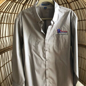 Port Authority grey button down